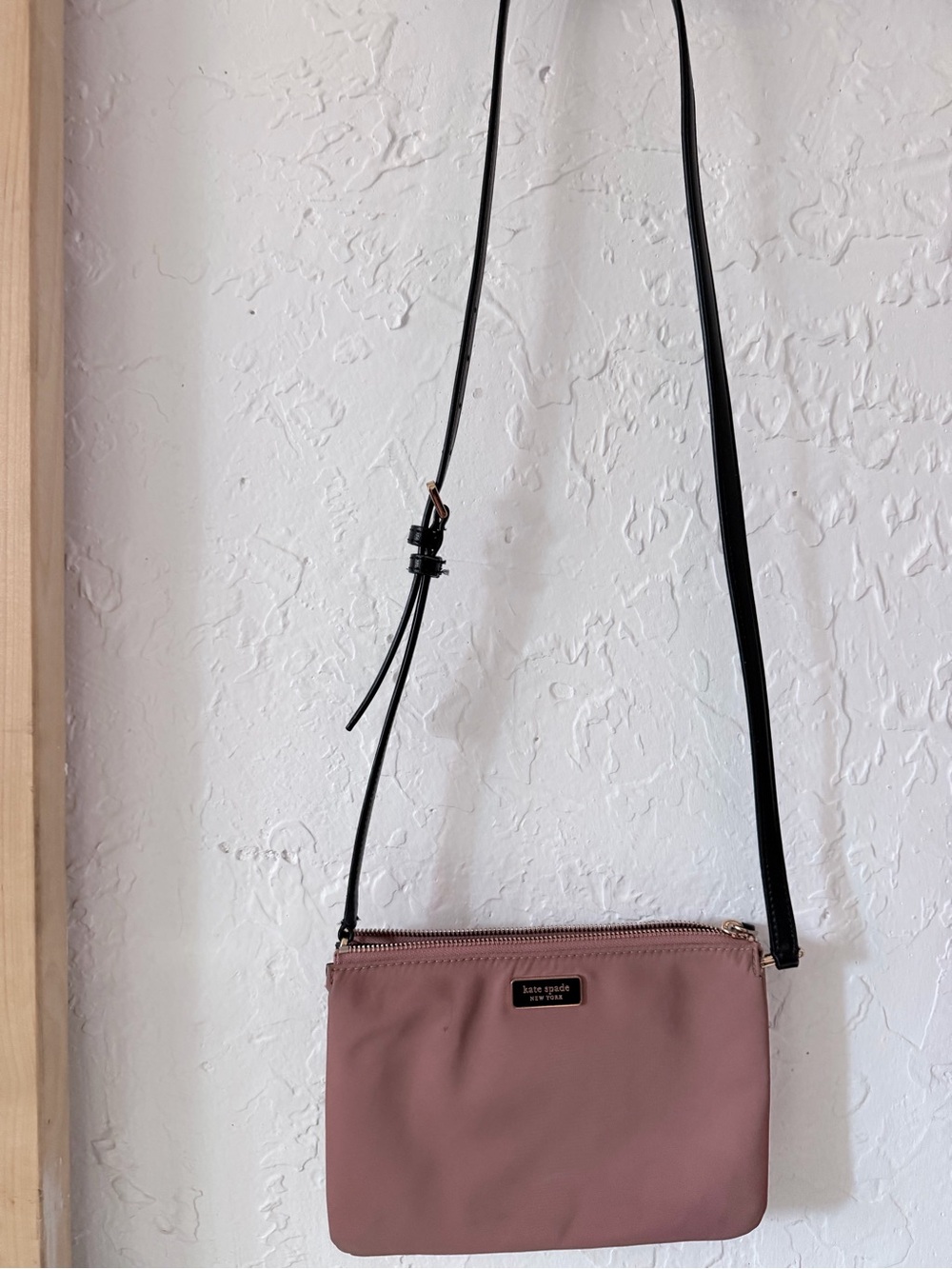 kate spade mauve-pink crossbody with black strap